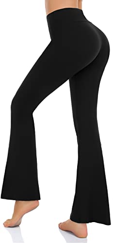 Flare Leggings for Women - High Waist Crossover Yoga Pants Tummy Control Bootcut Bell Bottom Jazz Lounge Leggings