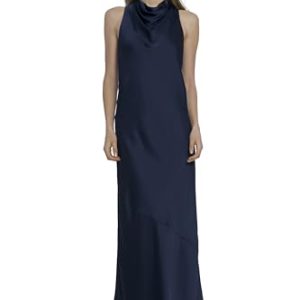 High Neck Floor Length Fit and Flare Halter Formal Dresses for Women