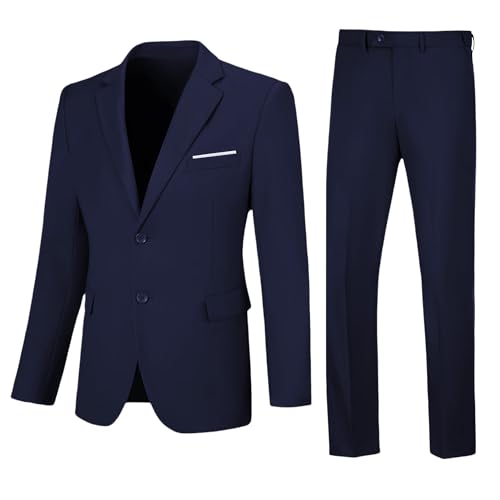 31-IkvLOaL.jpg Men's Suit Slim Fit 2 Piece Prom Suits Two Button Jacket Pants Tuxedo Formal Wedding Dinner Business