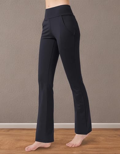 Women's High Waisted Boot Cut Yoga Pants 4 Pockets Workout Pants Tummy Control Women Bootleg Work Pants Dress Pants