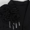 311-4Sey19L.jpg Women's 2 Piece Blazer Dress Set Formal Rhinestone 3D Flower Bodycon Midi Dress with Overcoat Business Suit Set