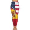 USA and Spain Flag Women's Yoga Pants Stretch Leggings with Pockets High Waist for Workout