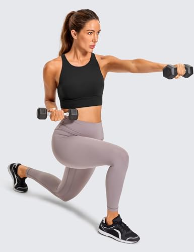3132C2IoZNL.jpg Womens Butterluxe Strappy High Neck Longline Sports Bra - Wireless Criss Cross Back Padded Workout Cropped Top