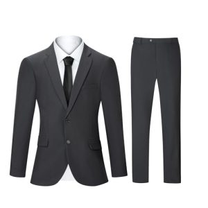 2 Piece Men's Suit Slim Fit Suits for Men, Two Button Blazer Dress Business Wedding Party Jacket & Pants