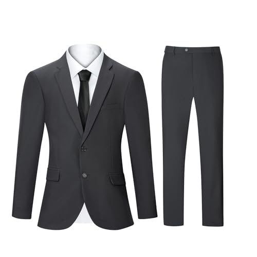 2 Piece Men's Suit Slim Fit Suits for Men, Two Button Blazer Dress Business Wedding Party Jacket & Pants