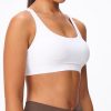 Women's Strappy Sports Bras Light Compression Crop Criss Cross Back Padded Workout Yoga Bra Supportive U Neckline