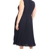 3152-EMNjjL.jpg Women's Sleeveless Stretch Light Bubble Crepe Pleated Skirt Midi Dress