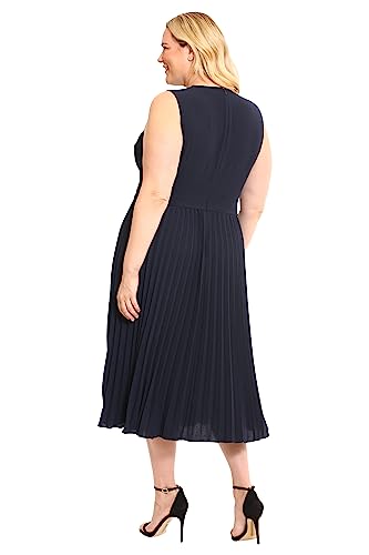 3152-EMNjjL.jpg Women's Sleeveless Stretch Light Bubble Crepe Pleated Skirt Midi Dress