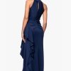 315dJ-rTP0L.jpg Women's Scuba Cross Neck Ruffle Floor Length Dress, Midnight, 12
