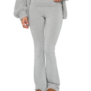 Women's Flare Skinny Pants Fold Over Leggings Stretch Bootcut Bell Bottom Slim Fit Yoga Pants Y2k Joggers