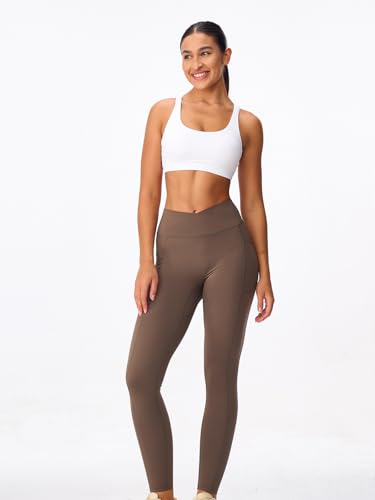 Women's Strappy Sports Bras Light Compression Crop Criss Cross Back Padded Workout Yoga Bra Supportive U Neckline