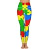 Colorful PuzzlePieces Autism Women's Yoga Pants Stretch Leggings with Pockets High Waist for Workout