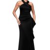 Women's Short Scuba Off-The-Shoulder Ruffle Midi Dress with Center Back Zipper