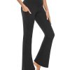 Bootcut Yoga Pants with Pockets for Women 30" Wide Leg Pants High Waist Tummy Control Workout Yoga Pants