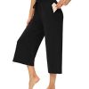 Womens Capri Pants Loose Yoga Pants Wide Leg Drawstring Comfy Lounge Pajama Capris Sweatpants with Pockets