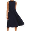 319qX2rA7nL.jpg Women's Sleeveless Stretch Light Bubble Crepe Pleated Skirt Midi Dress