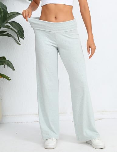 31AZYHDpWpL.jpg Women's Wide Leg Sweatpants Workout Lounge Pants Fold Over Low Rise Yoga Pants