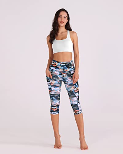 Women's High Waisted Yoga Capris with Pockets, Tummy Control Non See Through Workout Athletic Running Capri Leggings