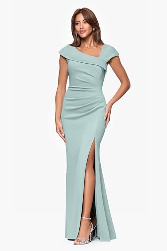 Women's Long Asymmetrical Neckline Scuba Dress