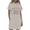 Women's Rhinestone Jersey Logo Short Sleeve Hoodie Dress