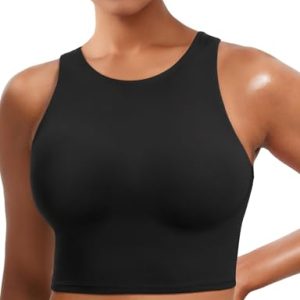 Sports Bras for Women, Supportive Longline High Neck Sports Bra Push Up Workout Built in Bra Crop Tank Tops