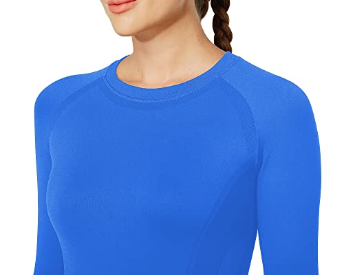 Long Sleeve Workout Tops for Women, Seamless Yoga Running Tops Breathable Athletic Shirts 3 Pack