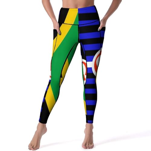 31G3w1rNh0L.jpg Jamaica DDLG Proud Flag Women's Yoga Pants Stretch Leggings with Pockets High Waist for Workout