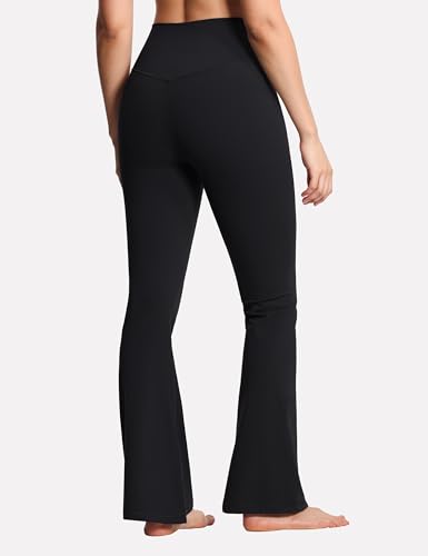 Women's Crossover High Waist Flare Workout Leggings Bootcut Bell Bottom Yoga Pants with Tummy Control