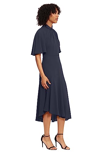 Women's Sophisticated Twist Neck Detail Dress Workwear Office Career Occasion Event Guest of