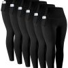 Leggings with Pockets for Women, 6 Packs Soft High Waisted Tummy Control Workout Yoga Pants