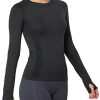 Long Sleeve Workout Tops for Women, Seamless Yoga Running Tops Breathable Athletic Shirts 3 Pack