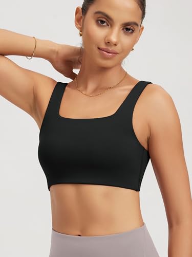 31HlsKWwHqL.jpg Square Neck Sports Bra for Women Wirefree Non Padded Yoga Tank Workout Crop Tops