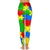 Colorful PuzzlePieces Autism Women's Yoga Pants Stretch Leggings with Pockets High Waist for Workout