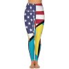 USA and Bahamas Flag Women's Yoga Pants Stretch Leggings with Pockets High Waist for Workout