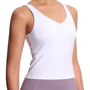 Women's Longline Sports Bra Wirefree Padded Workout Yoga Tank Top