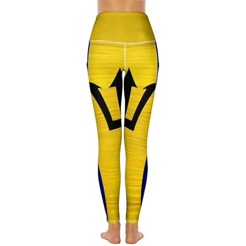 31LFKlCvx8L.jpg Wooden Barbados Flag Women's Yoga Pants Stretch Leggings with Pockets High Waist for Workout