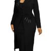31Ly40A6k6L.jpg Women's 2 Piece Blazer Dress Set Formal Rhinestone 3D Flower Bodycon Midi Dress with Overcoat Business Suit Set