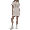 Women's Rhinestone Jersey Logo Short Sleeve Hoodie Dress