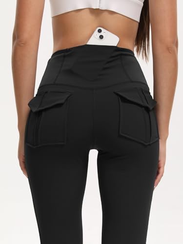 Women's Flare Leggings with Pockets High Waisted Butt Lifting No Front Seam Tummy Control Bootcut Yoga Pants for Women