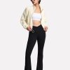 Women's Crossover High Waist Flare Workout Leggings Bootcut Bell Bottom Yoga Pants with Tummy Control