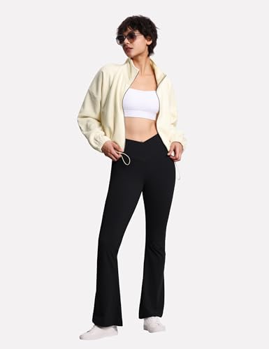Women's Crossover High Waist Flare Workout Leggings Bootcut Bell Bottom Yoga Pants with Tummy Control