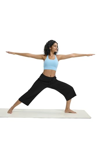 Wide Leg Capri Pants for Women Loose Yoga Pants Drawstring Comfy Lounge Sweatpants with Pockets