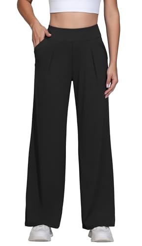 31ODbEz0iTL.jpg Wide Leg Dress Pants Women Work Workout Athletic Yoga Sweatpants with Pockets Stretch Loose Casual Lounge Trousers