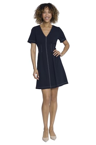31ONMU84kL.jpg Women's Short Sleeve Fit and Flare Scuba Crepe Dress