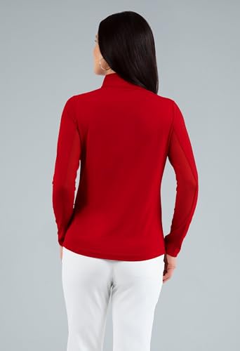 Athleisure Wear Sun Protective UPF 50+ Icefil Cooling-Solid Long Sleeve Mock Neck Top-80000