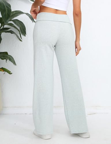 31T4guLWKDL.jpg Women's Wide Leg Sweatpants Workout Lounge Pants Fold Over Low Rise Yoga Pants