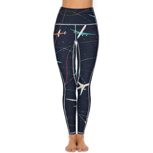 Plane Airplane Jet Women's Yoga Pants Stretch Leggings with Pockets High Waist for Workout