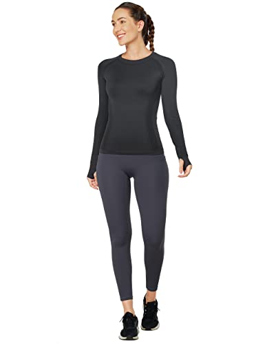 Long Sleeve Workout Tops for Women, Seamless Yoga Running Tops Breathable Athletic Shirts 3 Pack