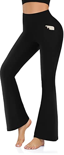 Flare Leggings for Women - High Waist Crossover Yoga Pants Tummy Control Bootcut Bell Bottom Jazz Lounge Leggings