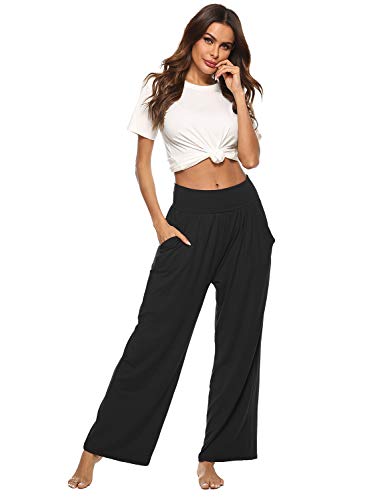 Womens Yoga Sweatpants Comfy Loose Casual Wide Leg Lounge Joggers Pants with Pockets